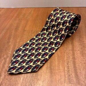 Tommy Hilfiger Mens Italian Silk Necktie Yellow Golf Player Novelty Made in USA